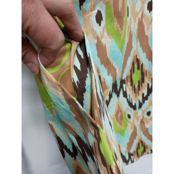 Tizzie Wearable Art Tunic Top Womens Medium Ikat Print Button Front Long Sleeve - Picture 14 of 14